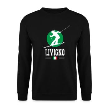 Livigno Ski Resort Italian Alps Souvenir Skiing - Unisex Sweatshirt - black - Front - Alina (178cm) & Michal (187cm)