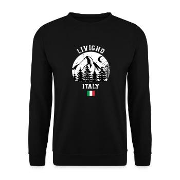 Livigno Ski Resort Italian Alps Souvenir Skiing - Unisex Sweatshirt - black - Front - Alina (178cm) & Michal (187cm)