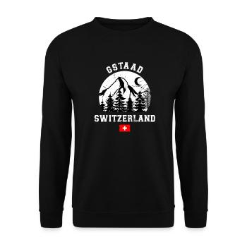 Skigebiet Gstaad Skifahren in den Schweizer Alpen - Unisex Pullover - Schwarz - Vorne - Alina (178cm) & Michal (187cm)