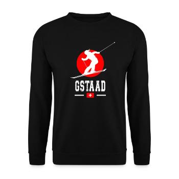 Skigebiet Gstaad Skifahren in den Schweizer Alpen - Unisex Pullover - Schwarz - Vorne - Alina (178cm) & Michal (187cm)