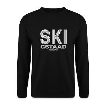 Skigebiet Gstaad Skifahren in den Schweizer Alpen - Unisex Pullover - Schwarz - Vorne - Alina (178cm) & Michal (187cm)