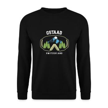Skigebiet Gstaad Skifahren in den Schweizer Alpen - Unisex Pullover - Schwarz - Vorne - Alina (178cm) & Michal (187cm)