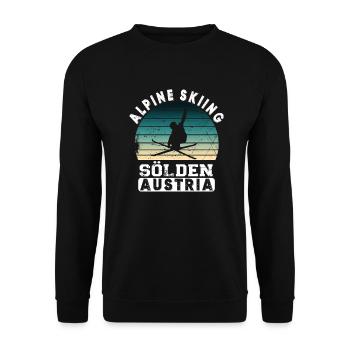 Sölden Ski Resort Austrian Alps Skiing - Unisex Sweatshirt - black - Front - Alina (178cm) & Michal (187cm)