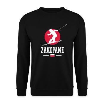 Skigebiet Zakopane Polnisches Gebirge Skifahren Polen - Unisex Pullover - Schwarz - Vorne - Alina (178cm) & Michal (187cm)