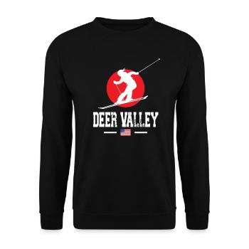 Deer Valley Utah Ski Resort Rocky Mountains Skiing - Unisex Sweatshirt - black - Front - Alina (178cm) & Michal (187cm)