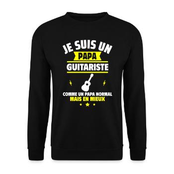 Papa guitariste, fête des pères, idée cadeau noël - Sweat-shirt Unisexe - noir - Devant - Alina (178cm) & Michal (187cm)