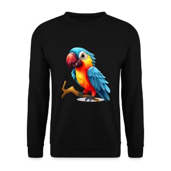 Ara Papagei für einen Vogelliebhaber - Unisex Pullover - Schwarz - Vorne - Alina (178cm) & Michal (187cm)