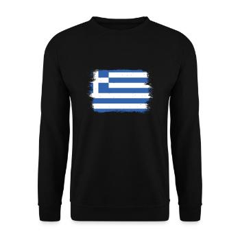 Griechenland Flagge Hellas Athen Griechische Fahne - Unisex Pullover - Schwarz - Vorne - Alina (178cm) & Michal (187cm)