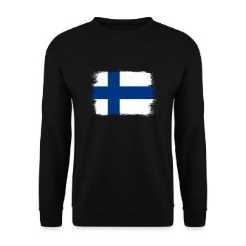 Finnland Flagge Suomi Finnische Fahne Used Look - Unisex Pullover - Schwarz - Vorne - Alina (178cm) & Michal (187cm)
