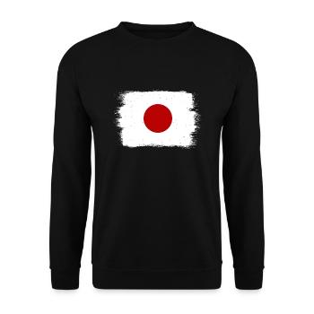 Japan Flag Used Look Nihon Japanese Flag - Unisex Sweatshirt - black - Front - Alina (178cm) & Michal (187cm)