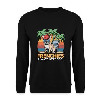 Cool Frenchie French Bulldog on the Beach - Unisex Sweatshirt - black - Front - Alina (178cm) & Michal (187cm)