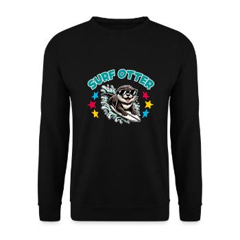 Drôle de loutre surfeuse avec des lunettes de soleil - Sweat-shirt Unisexe - noir - Devant - Alina (178cm) & Michal (187cm)