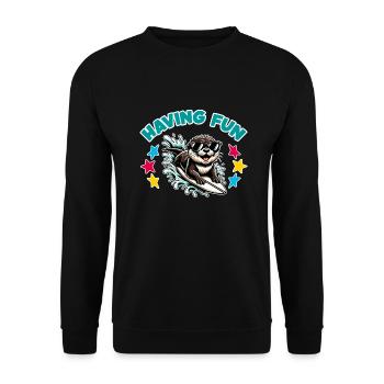 Drôle de loutre surfeuse avec des lunettes de soleil - Sweat-shirt Unisexe - noir - Devant - Alina (178cm) & Michal (187cm)