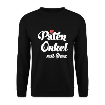 Patenonkel mit Herz Taufpate mit Herz Patenonkel - Unisex Pullover - Schwarz - Vorne - Alina (178cm) & Michal (187cm)