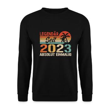 Original 2023 Jahrgang Vintage Geburtstag 2023 - Unisex Pullover - Schwarz - Vorne - Alina (178cm) & Michal (187cm)