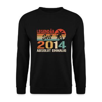 Original 2014 Jahrgang Vintage Geburtstag 2014 - Unisex Pullover - Schwarz - Vorne - Alina (178cm) & Michal (187cm)
