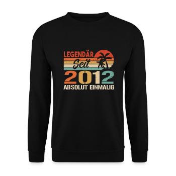 Original 2012 Jahrgang Vintage Geburtstag 2012 - Unisex Pullover - Schwarz - Vorne - Alina (178cm) & Michal (187cm)