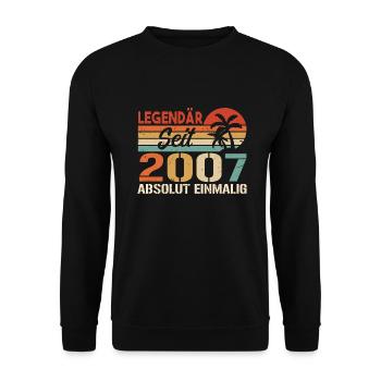 Original 2007 Jahrgang Vintage Geburtstag 2007 - Unisex Pullover - Schwarz - Vorne - Alina (178cm) & Michal (187cm)