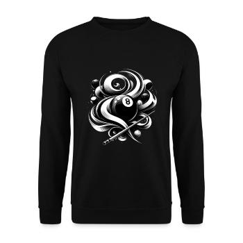 Billard schwarz weiß mit 8er Billardkugel - Unisex Pullover - Schwarz - Vorne - Alina (178cm) & Michal (187cm)