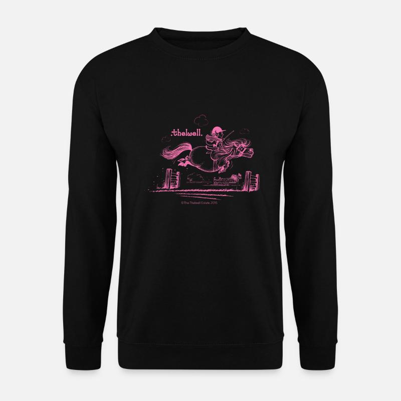Thelwell Cartoon Pony Sprung Rosa - Unisex Pullover - Schwarz