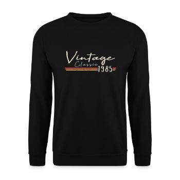Vintage Original since 1985 Geburtstag Retro 1985 - Unisex Pullover - Schwarz - Vorne - Alina (178cm) & Michal (187cm)