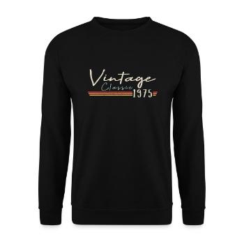 Vintage Original since 1975 Geburtstag Retro 1975 - Unisex Pullover - Schwarz - Vorne - Alina (178cm) & Michal (187cm)
