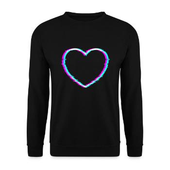 Herz | Mit coolem digitalem Verzerrungseffekt - Unisex Pullover - Schwarz - Vorne - Alina (178cm) & Michal (187cm)
