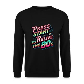 Appuyez sur Start – Revivez le t-shirt Retro Gamer des années 80 - Sweat-shirt Unisexe - noir - Devant - Alina (178cm) & Michal (187cm)