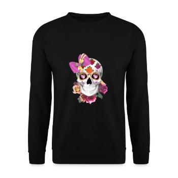 Cinco De Mayo Lady Sugar Skull - Unisex Pullover - Schwarz - Vorne - Alina (178cm) & Michal (187cm)