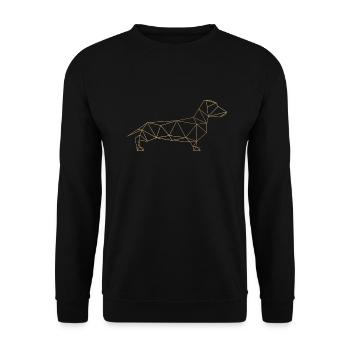 Geometric Wiener - geometric dachshund gold colored - Unisex Sweatshirt - black - Front - Alina (178cm) & Michal (187cm)