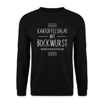 Kartoffelsalat mit Bockwurst Weihnachten deutsch - Unisex Pullover - Schwarz - Vorne - Alina (178cm) & Michal (187cm)