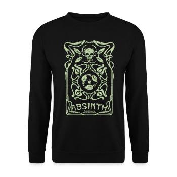 Absinth T Shirt La Fée Verte Art Nouveau Shabby - Unisex Pullover - Schwarz - Vorne - Alina (178cm) & Michal (187cm)