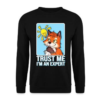 Trust Me I'm an Expert Spruch mit Lustiger Fuchs - Unisex Pullover - Schwarz - Vorne - Alina (178cm) & Michal (187cm)