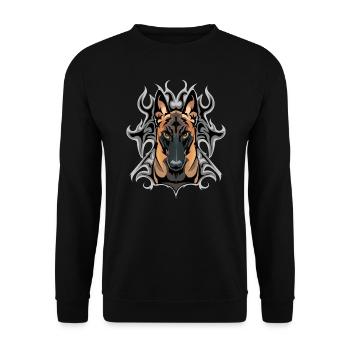 Dunkler Malinois - Unisex Pullover - Schwarz - Vorne - Alina (178cm) & Michal (187cm)