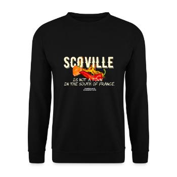 Chili T Shirt Scoville is not a town in France - Unisex Pullover - Schwarz - Vorne - Alina (178cm) & Michal (187cm)