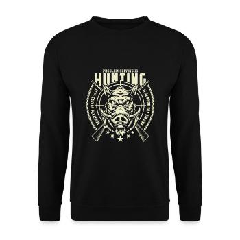 PROBLEM SOLVING IS HUNTING 2 - Unisex Pullover - Schwarz - Vorne - Alina (178cm) & Michal (187cm)