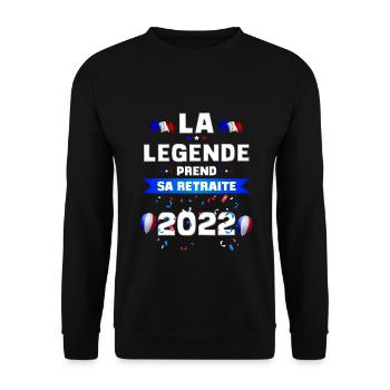 Retraite 2022 Humour Collègue - Sweat-shirt Unisexe - noir - Devant - Alina (178cm) & Michal (187cm)