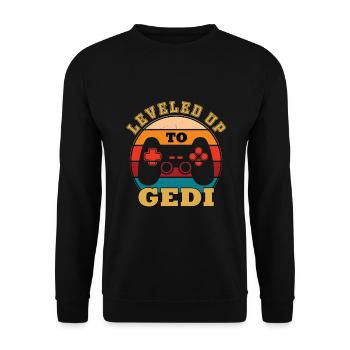 Leveled Up To Gedi Taufgedi Firmgedi - Unisex Pullover - Schwarz - Vorne - Alina (178cm) & Michal (187cm)