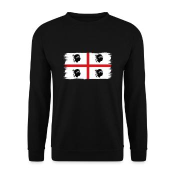 Sardinien Flagge Sardische Fahne Sardegna Fahne - Unisex Pullover - Schwarz - Vorne - Alina (178cm) & Michal (187cm)