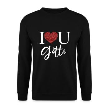 Ich liebe dich Götti Taufpate Patenonkel Schweiz - Unisex Pullover - Schwarz - Vorne - Alina (178cm) & Michal (187cm)