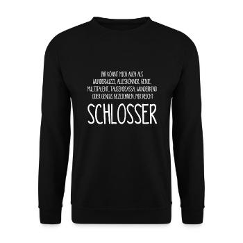 Schlosser – ein Alleskönner, Genie, Multitalent - Unisex Pullover - Schwarz - Vorne - Alina (178cm) & Michal (187cm)