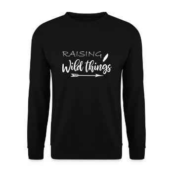 Raising wild things cute mom - mutter - Unisex Pullover - Schwarz - Vorne - Alina (178cm) & Michal (187cm)