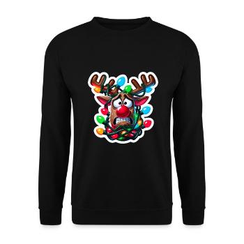 Funny Reindeer Christmas Design - Unisex Sweatshirt - black - Front - Alina (178cm) & Michal (187cm)