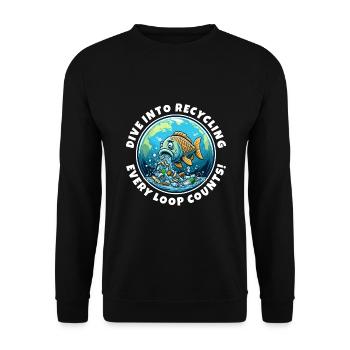 Eco Awareness Fish - Earth Day Special - Unisex Sweatshirt - black - Front - Alina (178cm) & Michal (187cm)
