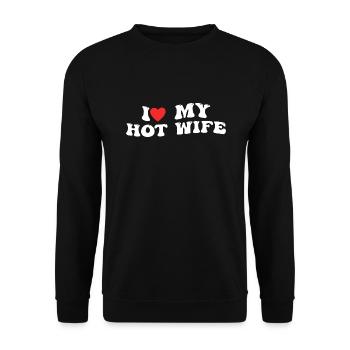Love of my hot wife - Unisex Sweatshirt - black - Front - Alina (178cm) & Michal (187cm)