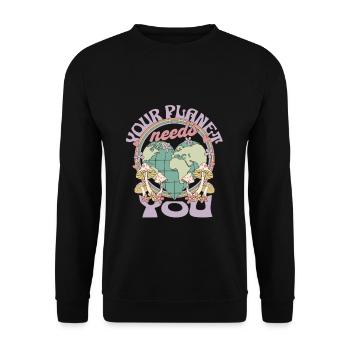 Votre planète a besoin de vous Jour de la Terre - Sweat-shirt Unisexe - noir - Devant - Alina (178cm) & Michal (187cm)