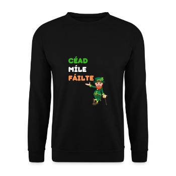 Irish Luck & Welcome Tee: Leprechaun Charm - Unisex Sweatshirt - black - Front - Alina (178cm) & Michal (187cm)