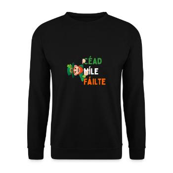Irish Luck & Welcome Tee: Leprechaun & Shamrock - Unisex Sweatshirt - black - Front - Alina (178cm) & Michal (187cm)