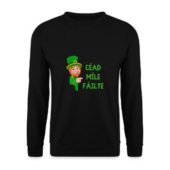 Irish Luck & Welcome Tee: Leprechaun & Shamrock - Unisex Sweatshirt - black - Front - Alina (178cm) & Michal (187cm)