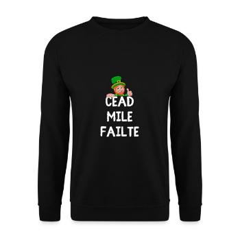 « Céad Míle Fáilte : Leprechaun Pride & Luck Tee » - Sweat-shirt Unisexe - noir - Devant - Alina (178cm) & Michal (187cm)